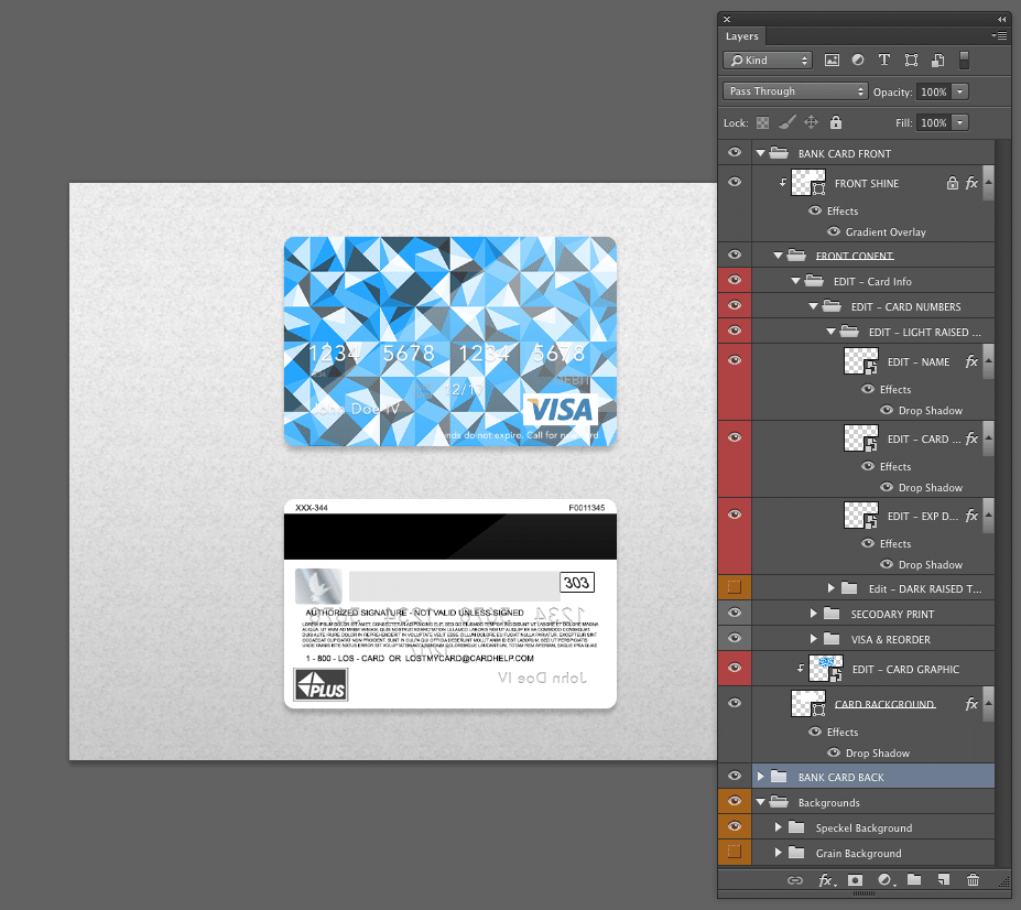 Bank Card Template Layers