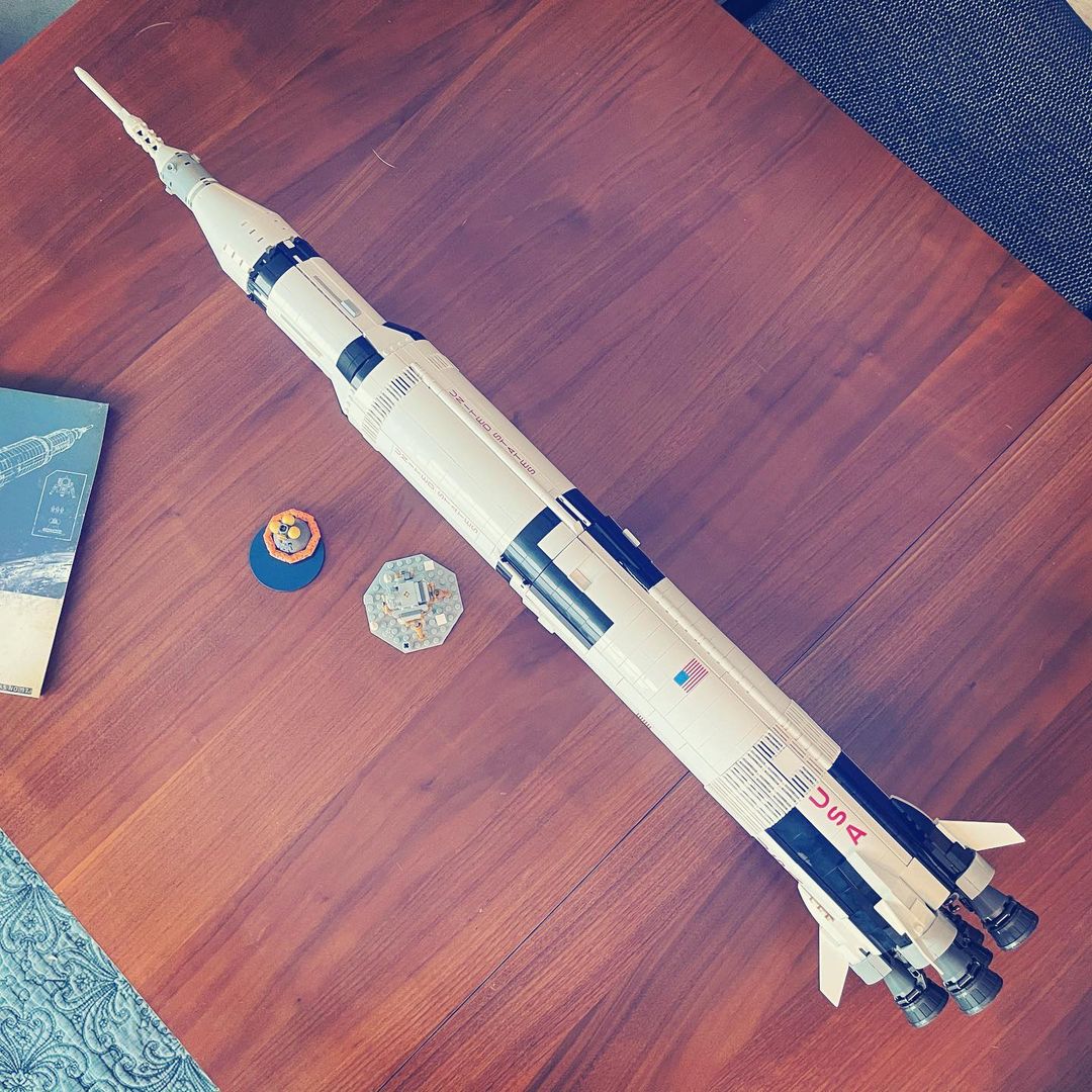 lego apollo 11 rocket fully built