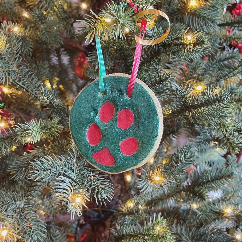 A Happy Puppy Holiday Dyson salt dough paw ornament